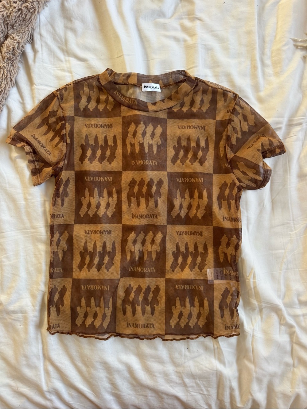 Inamorata Brown Patterned Short Sleeve Top